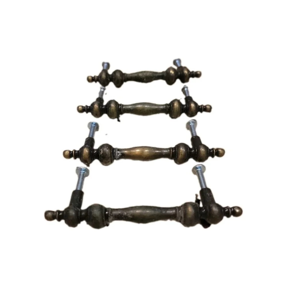 Antiqued Brass MCM Traditional Kitchen Cabinet Drawer Pulls 3